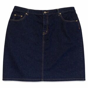 LRL Lauren Jeans Co Denim Skirt 16W Dark Wash Midi NWOT 100% Cotton Classic plus